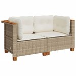 vidaXL Canapés d'angle de jardin et coussins 2Pièces beige résine tressée