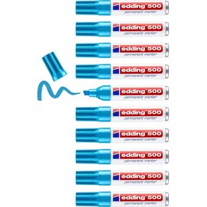 Marqueur Permanent 500 Bleu Clair Corps Alu Pointe Biseau 2-7 mm x 10 EDDING