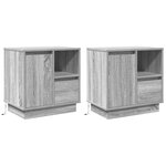 vidaXL Cabinet de chevet avec tiroir 2 Pièces Gris 50 x 34.5 x 50 cm.