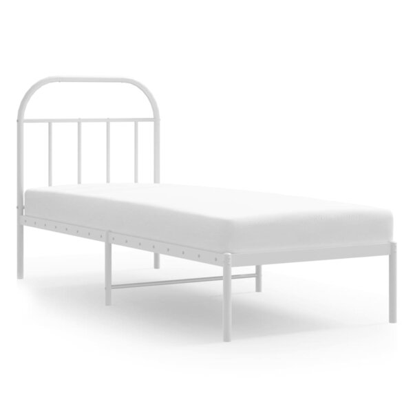 vidaXL Cadre de lit métal sans matelas avec tête de lit blanc 75x190cm