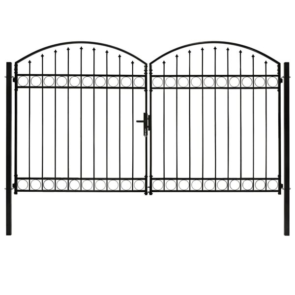 vidaXL Portillon double porte avec dessus arqué Acier 300x200 cm Noir