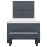 vidaXL Lit avec Sommier et Matelas Gris Foncé 100x200 cm Velours