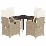 vidaXL Ensemble à manger de jardin avec coussins 5Pièces Beige poly rotin