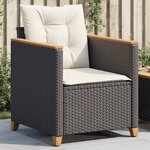 vidaXL Chaise de jardin avec coussins noir résine tressée