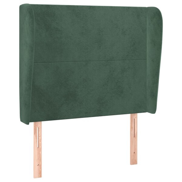 vidaXL Tête de lit avec oreilles Vert foncé 93x23x118/128 cm Velours