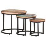 vidaXL Tables d'appoint 3 Pièces Bois de récupération massif