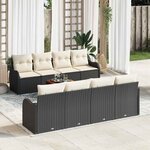 vidaXL Ensemble de canapé de jardin 9 Pièces Noir et blanc