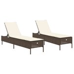 vidaXL Chaises longues avec coussins lot de 2 marron résine tressée