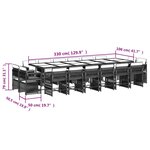 vidaXL Ensemble à manger de jardin 17 Pièces coussins noir résine tressée