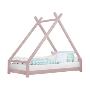 Lit tipi enfant TAHUKA 90 x 200 rose pastel