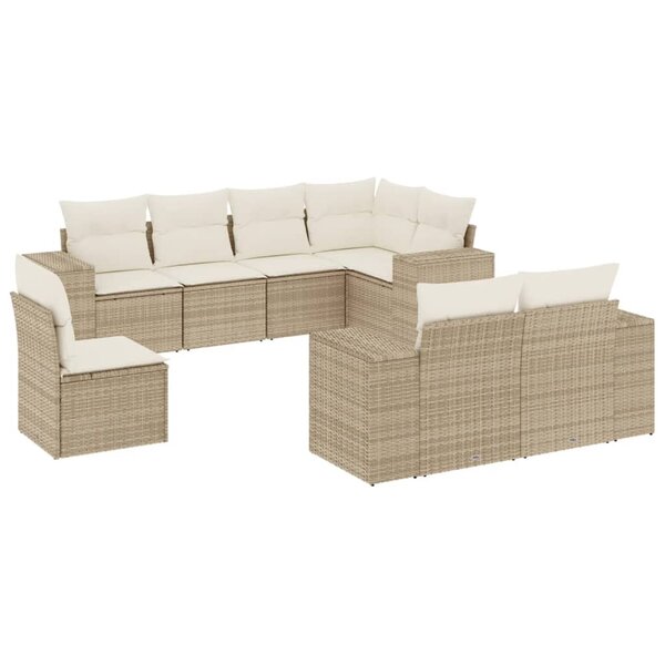 vidaXL Salon de jardin avec coussins 8 Pièces beige résine tressée