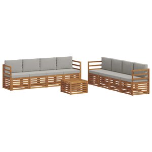 vidaXL Ensemble de canapés d'extérieur 9 pc Naturel et gris clair