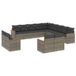 vidaXL Salon de jardin avec coussins 13 Pièces gris résine tressée