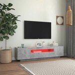 vidaXL Meuble TV avec lumières LED gris béton 160x35x40 cm