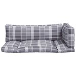 vidaXL Coussins de palette 3 Pièces carreaux gris tissu