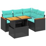 vidaXL Salon de jardin 5 Pièces avec coussins noir résine tressée