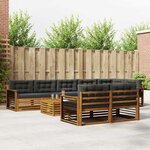 vidaXL Ensemble de canapés d'extérieur 9 pc Naturel et Anthracite
