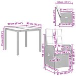 vidaXL Ensemble de repas extérieur 3 Pièces Gris clair et gris foncé