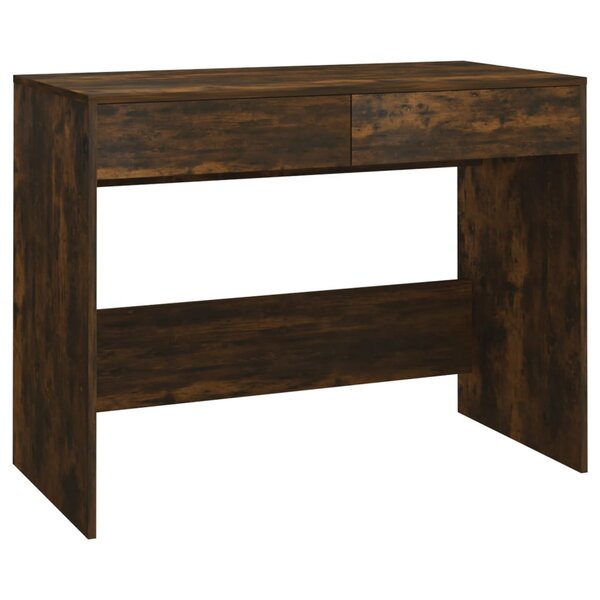 Bureau table poste de travail meuble d'ordinateur informatique étude chêne fumé 101 x 50 x 76 5 cm Aggloméré brun 02_0023569