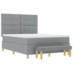 vidaXL Lit à ressorts avec matelas Gris clair 160 x 200 cm tissu