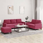 vidaXL Ensemble de canapés 3 Pièces avec coussins Rouge bordeaux Velours