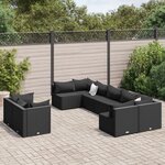 vidaXL Salon de jardin 9 Pièces avec coussins noir résine tressée