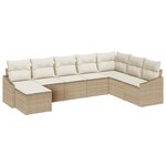 vidaXL Ensemble de Salle à Manger de Jardin 8 Pièces avec Coussins Beige Poly Rattan