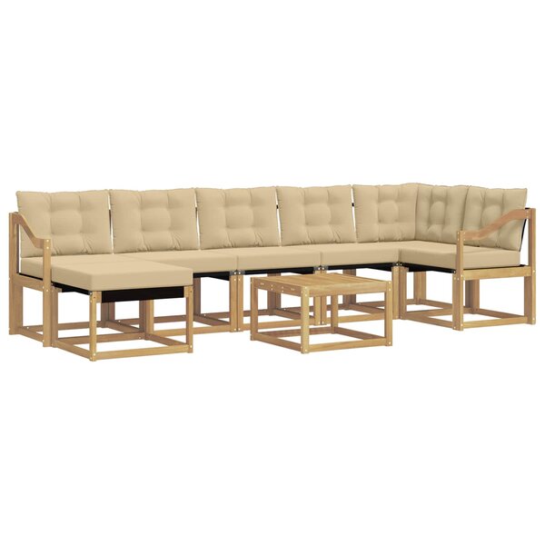 vidaXL Ensemble de canapés d'extérieur 8 pc Blanc et Beige