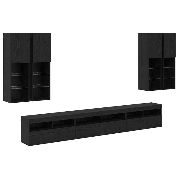 vidaXL Ensemble de meuble TV mural 7 Pièces Chêne noir Bois d'ingénierie