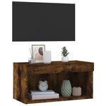 vidaXL Meuble TV avec lumières LED chêne fumé 60x30x30 cm