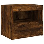 vidaXL Table de chevet avec lumières LED chêne fumé 50x40x45 cm