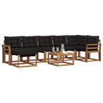 vidaXL Ensemble de canapés d'extérieur 8 pc Naturel et Noir
