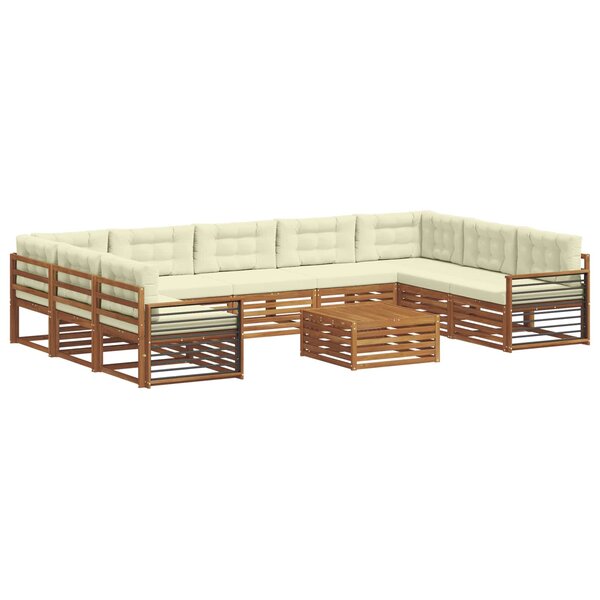 vidaXL Ensemble de canapés d'extérieur 10 pc Naturel et Crème