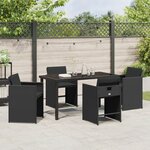 vidaXL Ensemble de salle à manger jardin 5 pièces avec coussins Noir Rotin PE