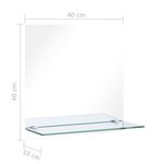 vidaXL Miroir mural avec étagère 40x40 cm Verre trempé