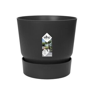 ELHO Pot de fleurs rond Greenville 30 - Extérieur - Ø 29,5 x H 27,8 cm - Vivre noir