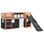 vidaXL Lit mezzanine enfants et rideaux blanc/noir 90x200cm pin massif