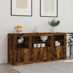 vidaXL Buffet avec lumières LED chêne fumé 142 5x37x67 cm