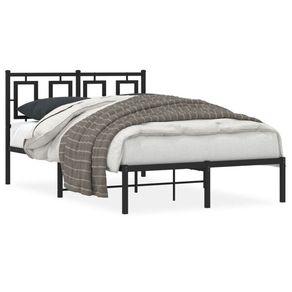 vidaXL Cadre de lit métal sans matelas avec tête de lit noir 120x190cm