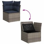 vidaXL Ensemble de canapé de jardin avec coussin 7 Pièces Gris Poly rotin