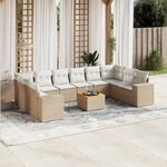 vidaXL Salon de jardin 11 Pièces avec coussins beige résine tressée