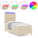 vidaXL Lit à ressort avec matelas et LED crème 100x200 cm en tissu