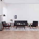 vidaXL Ensemble de canapés 3 Pièces noir similicuir