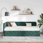 vidaXL Cadre de lit d'angle Vert foncé 90 x 190 cm Velours