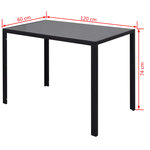 vidaXL Ensemble de table à manger sept pièces noir