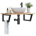 vidaXL Étagère de vasque murale acier et bois massif d'acacia