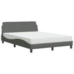 vidaXL Lit avec matelas Dover gris foncé 120x200 cm tissu