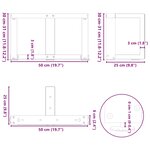 vidaXL Pieds de table basse en T  2 pièces  blanc  50 x 25 x (30-31) cm  acier