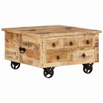 vidaXL Table basse Bois de manguier brut 70 x 70 x 40 cm
