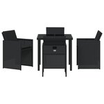 vidaXL Ensemble de salle à manger de jardin de 5 pièces avec coussins en rotin poly noir